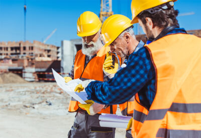Contractors looking at plans
